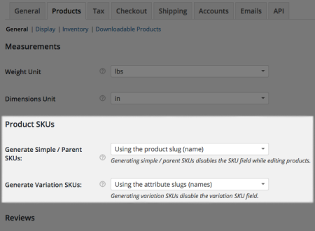 WooCommerce SKU Generator Settings