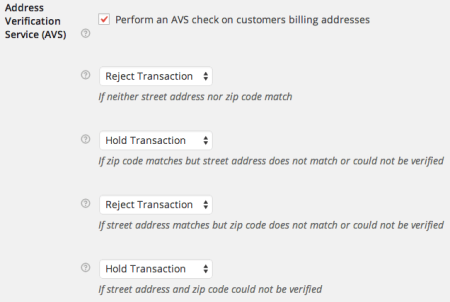 WooCommerce Moneris AVS Check Rules