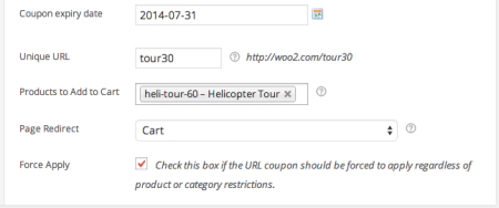 WooCommerce URL coupons force add