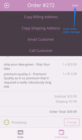 WooCommerce iOS | manage Order