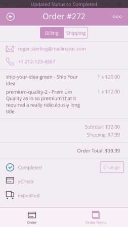 WooCommerce iOS | Status Updated