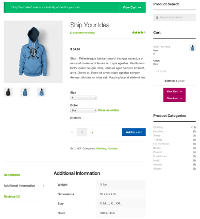 Storefront product page