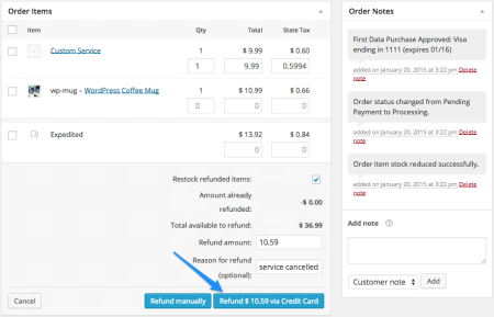 WooCommerce First Data process refund