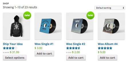 WooCommerce default shop page
