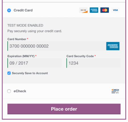 WooCommerce Authorize.net CIM  payment form