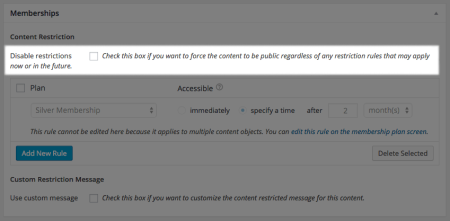 WooCommerce Memberships disable restrictions