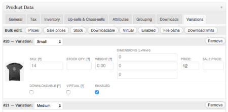 WooCommerce 1.3 Variations