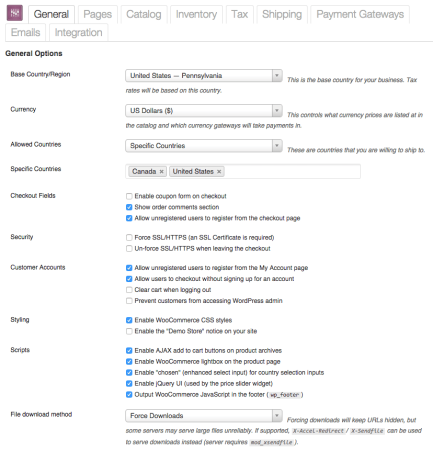 WooCommerce 1.4 Settings