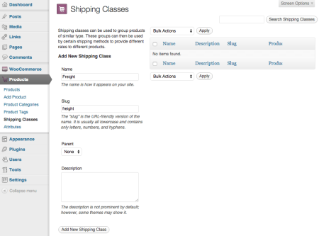 WooCommerce 1.4 Shipping classes