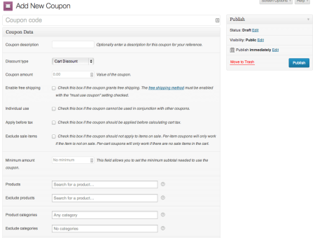 WooCommerce 2.0 Add coupon