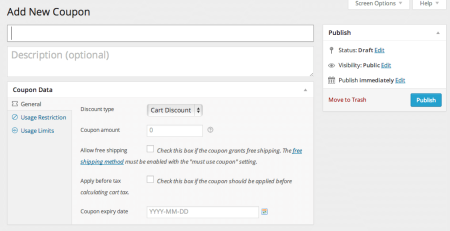 WooCommerce 2.1 Add coupon