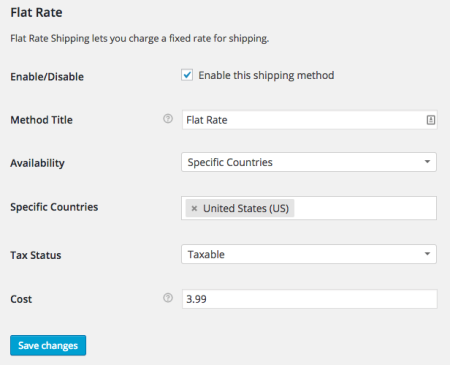 WooCommerce 2.4 Flat Rate shipping