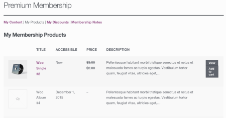 WooCommerce Memberships My Products