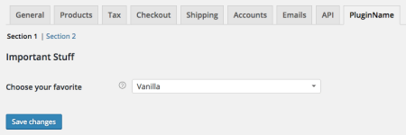 WooCommerce New Settings tab: section 1