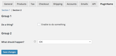 WooCommerce New Settings tab: section 2