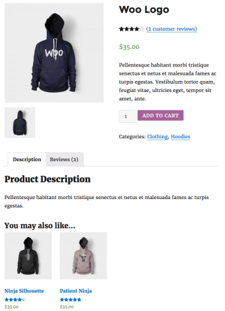 WooCommerce default upsell display