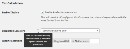 WooCommerce AvaTax locations