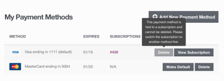 WooCommerce First Data Payeezy My Account Saved Methods