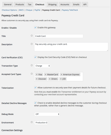 WooCommerce First Data Payeezy Settings