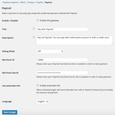 WooCommerce Paytrail Settings