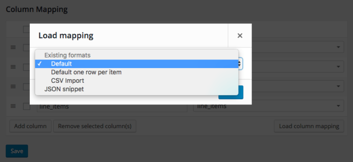 WooCommerce Customer / Order CSV Export: Load column mapping