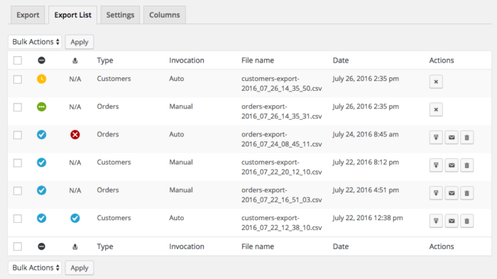 WooCommerce Customer / Order CSV Export: export list