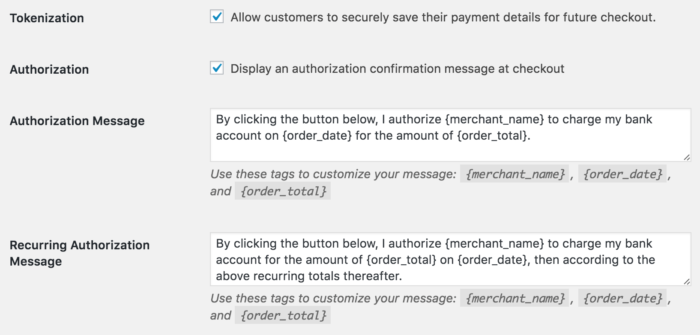 WooCommerce Authorize.Net CIM: Recurring authorization message