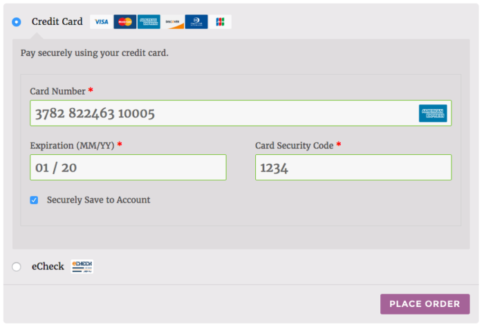 WooCommerce Elavon Save credit cards
