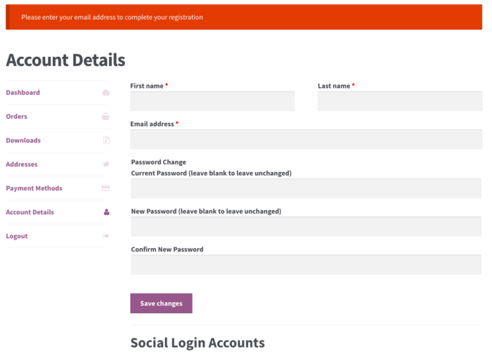 WooCommerce Social Login: email missing - old