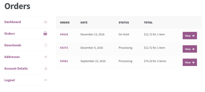 WooCommerce: Previous Orders Linked