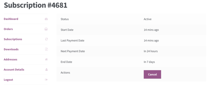 WooCommerce Memberships: view subscription