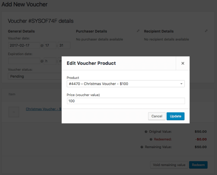 WooCommerce PDF product Vouchers: Edit Voucher Product