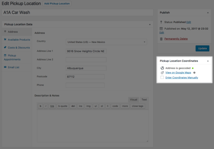 WooCommerce Local Pickup Plus Geocoded Location