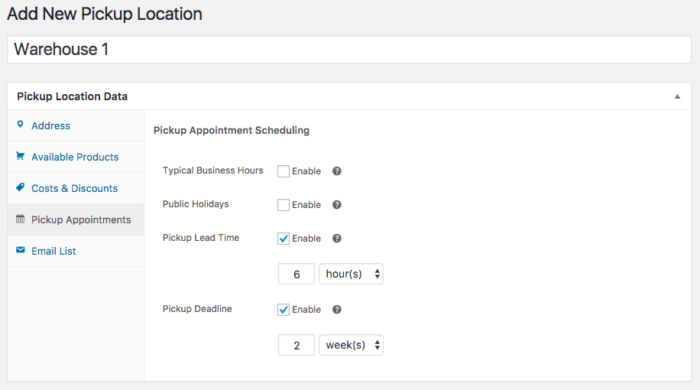 WooCommerce Local Pickup Plus location appointment overrides