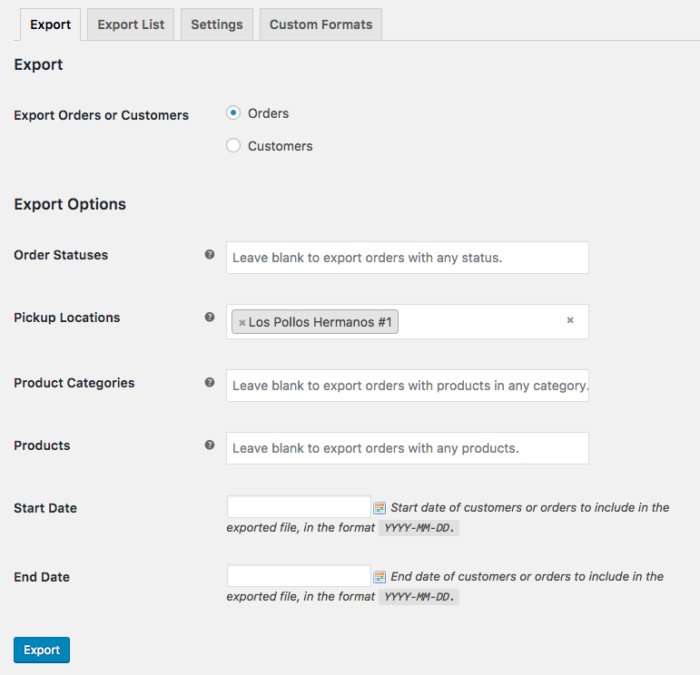 WooCommerce Local Pickup Plus order export compatibility