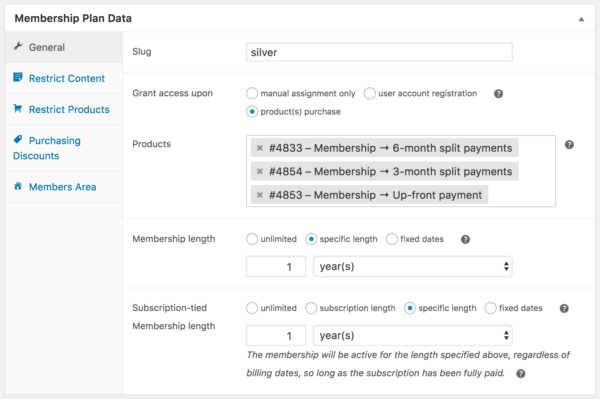 WooCommerce Memberships Payment Plans: Subscriptions grouped product plan set up