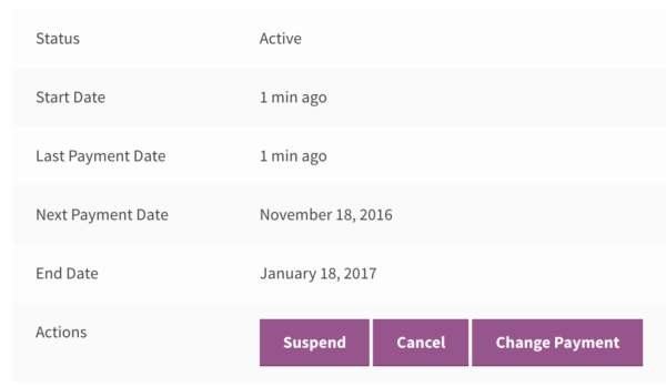 WooCommerce Memberships Payment Plans: APWS subscription info