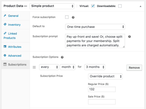 WooCommerce Memberships Payment Plans: APWS product subscription options